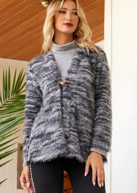 ΓΚΡΙ ΠΛΕΚΤΗ ΖΑΚΕΤΑ ΤΥΠΟΥ MOHAIR