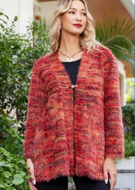 ΚΟΚΚΙΝΗ ΠΛΕΚΤΗ ΖΑΚΕΤΑ ΤΥΠΟΥ MOHAIR