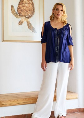 ΕΚΡΟΥ LINEN-LOOK ΠΑΝΤΕΛΟΝΑ