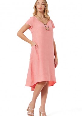 Anna Raxevsky - ΚΟΡΑΛΙ OVERSIZED LINEN-LOOK ΜΙΝΤΙ ΦΟΡΕΜΑ ΜΕ ΤΣΕΠΕΣ