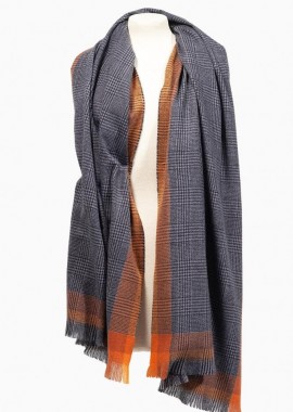 ΓΚΡΙ ΚΑΡΩ ΚΑΣΚΟΛ ΜΕ ΚΑΣΜΙΡΕΝΙΑ ΥΦΗ ΚΑΙ ΠΟΡΤΟΚΑΛΙ ΛΕΠΤΟΜΕΡΕΙΕΣ