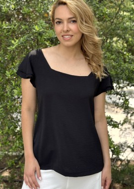 ΜΑΥΡΗ ΜΠΛΟΥΖΑ ΜΕ ΒΟΛΑΝ ΣΤΑ ΜΑΝΙΚΙΑ