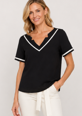 ΜΑΥΡΗ V-NECK ΚΟΝΤΟΜΑΝΙΚΗ ΜΠΛΟΥΖΑ