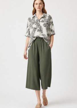 Anna Raxevsky - ΧΑΚΙ ZIP CULOTTE LINEN-LOOK