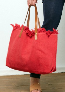 Anna Raxevsky - ΚΟΡΑΛΙ ΥΦΑΣΜΑΤΙΝΗ ΜΕΓΑΛΗ SHOPPER BAG