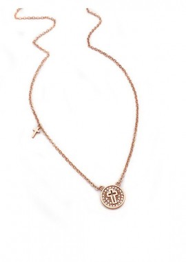Λεπτό Κολιέ με σταυρό ασημένιο Rose Gold SG123
