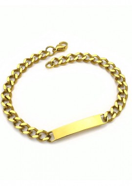 Asimenio - Βραχιόλι ταυτότητα unisex ατσάλι επίχρυσο BA209
