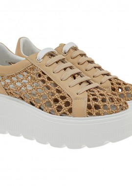 Renato Garini - Renato Garini Γυναικεία Παπούτσια Sneakers 611-19R Μπέζ Πλεκτό W119R6113586