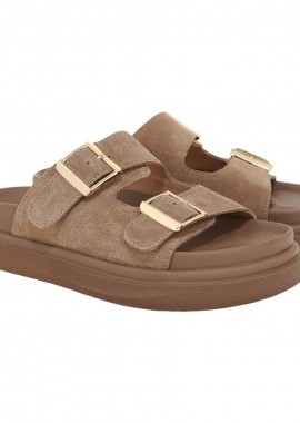 EXE Shoes Γυναικεία Παντόφλας FLATFORMS 03R-232 Μπέζ Σκούρο Καστόρι W403R232238Z