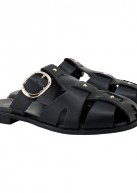 Exe Shoes Γυναικεία Παπούτσια FLATS MULES 03R-351 Μαύρο Δέρμα W403R3511002