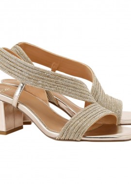 EXE Shoes Πέδιλα Γυναικεία ANNY-428 700-428 Πλατίνα Στράς W47004284Z36
