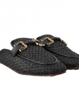 Exe Shoes Γυναικεία Παπούτσια MULES 71S-921 Μαύρο Ψάθα W471S9211H23