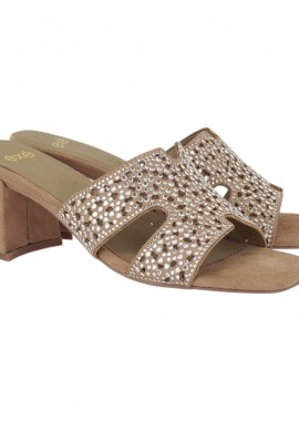 EXE - Exe Shoes Γυναικεία Παπούτσια FLATS MULES 70V-720 Μόκα Καστόρι Στράς W470V72031Y8