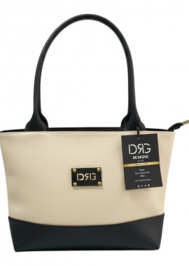 De Raggi - De Raggi Γυναικείες Τσάντες Ωμού Verona Grand Bag 26528-1242 Μπέζ-Μαύρο