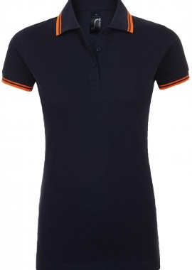 Γυναικείο πόλο πικέ Pasadena Women SOLS 00578 French Navy/Neon Orange