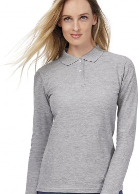Μακρυμανικο Γυναικειο Polo ID.001 LSL B & C PWI13 Heather Grey