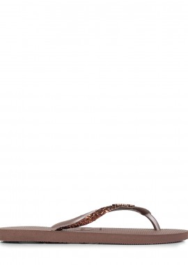 Σαγιονάρες γυναικείες Havaianas Καφέ Σκούρο 4146975-0727 Havaianas Slim Glitter II 262