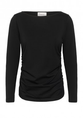 ΓΥΝΑΙΚΕΙΟ T-SHIRT LeaMW MY ESSENTIAL ΜΑΚΡΥΜΑΝΙΚΟ ΚΑΝΟΝΙΚΗ ΓΡΑΜΜΗ ΜΑΥΡΟ