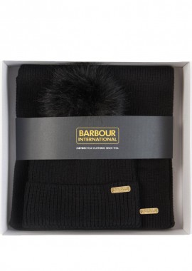 ΓΥΝΑΙΚΕΙΟ ΣΕΤ ΣΚΟΥΦΟΣ-ΚΑΣΚΩΛ MALLORY BEANIE AND SCARF GIFT SET BARBOUR INTERNATIONAL ΜΑΥΡΟ