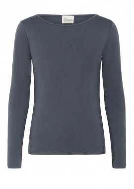 ΓΥΝΑΙΚΕΙΟ T-SHIRT VistaMW Boat Neck ΜΑΚΡΥΜΑΝΙΚΟ MY ESSENTIAL ΚΑΝΟΝΙΚΗ ΓΡΑΜΜΗ ΣΚΟΥΡΟ ΓΚΡΙ