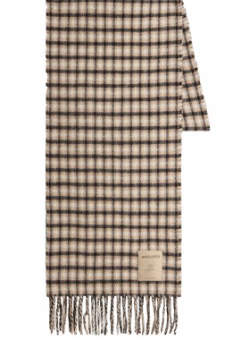 WOOLRICH - ΓΥΝΑΙΚΕΙΟ ΚΑΣΚΩΛ WOOL CHECK SCARF WOOLRICH ΜΠΕΖ