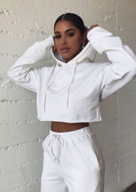 ΦΟΥΤΕΡ CROP ΛΕΥΚΗ - CROP HOODIE