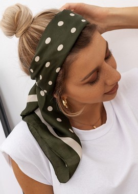 DOTS SATIN OLIVE FOULARD