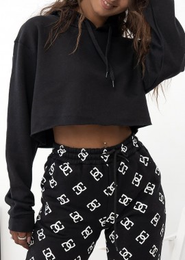 BLACK CROP HOODIE