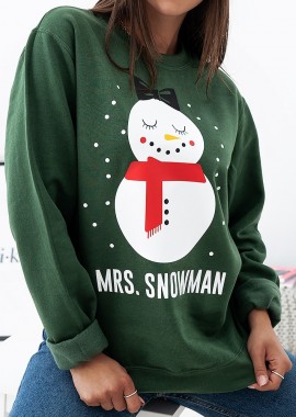 MRS. SNOWMAN GREEN SWEATER