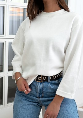 CROP SLEEVES WHITE SWEATSHIRTS
