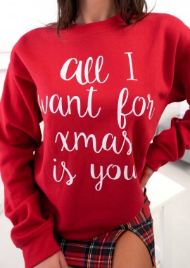 ALL I WANT RED SWEATER