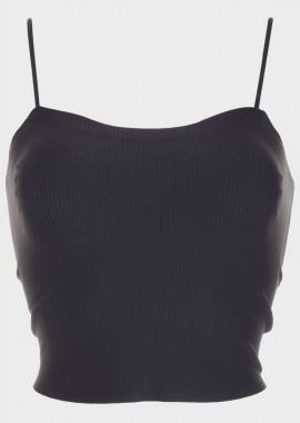 Γυναικεία μπλούζα crop top μονόχρωμη. ΜΑΥΡΟ