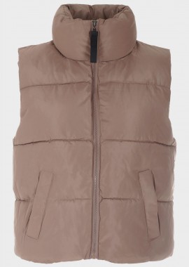 Γυναικείο μονόχρωμο αμάνικο jacket SAND