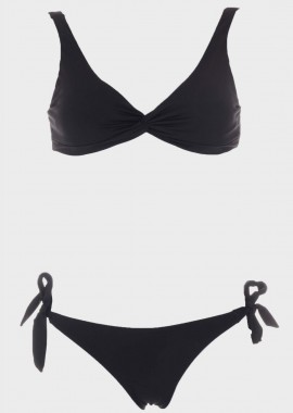 gsecret - Γυναικείο σετ μαγιό bikini μονόχρωμο φαρδιές τιράντες αποσπώμενη επένδυση.Καλύπτει Β CUP. ΜΑΥΡΟ