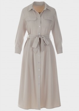 Φόρεμα μονόχρωμο με πιέτες ΜΠΕΖ