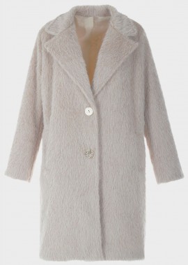 Γυναικείο ημίπαλτο χνουδωτή όψη ΜΠΕΖ