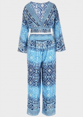 gsecret - Σετ ethnic παντελόνα crop top all print. MULTI COLOUR