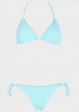 Σετ bikini τριγωνάκι με λεπτομέρειες βολάν. Καλύπτει B Cup. ΣΙΕΛ