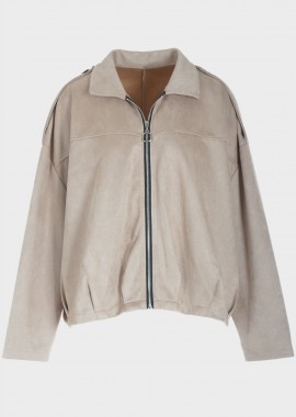 Jacket γυναικείο μονόχρωμο με σουέντ όψη ΜΠΕΖ