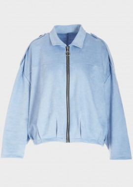 Γυναικείο jacket μονόχρωμο όψη σουέντ ΣΙΕΛ