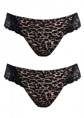 gsecret - Γυναικείο slip-brazil δαντέλα animal print. Συσκευασία 2 τεμάχια. ΜΠΕΖ