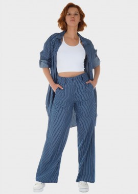 gsecret - Γυναικεία Παντελόνα Jeans λάστιχο πίσω λεπτή ρίγα. JEAN