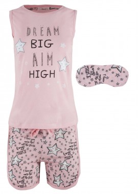 Mirano - Γυναικείο baby-doll Mirano αμάνικο στάμπα Dream big. ΡΟΖ