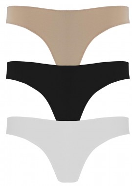 gsecret - Σέτ 3pack cotton σλίπ. Basic style. ΛΕΥΚΟ ΜΑΥΡΟ ΜΠΕΖ