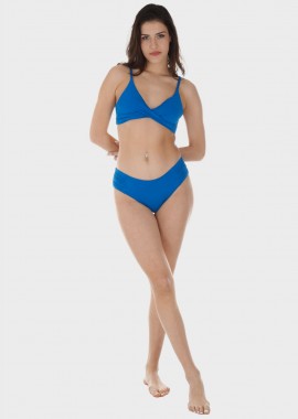 gsecret - Γυναικείο σετ μαγιό bikini μονόχρωμο αποσπώμενη επένδυση slip κανονική γραμμή.Καλύπτει B-C Cup. ΜΠΛΕ