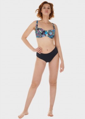 gsecret - Γυναικείο σετ μαγιό bikini all print bra slip κανονική γραμμή.Καλύπτει D Cup. ΜΑΥΡΟ