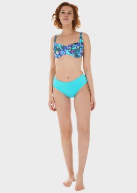 gsecret - Γυναικείο σετ μαγιό bikini all print bra slip κανονική γραμμή.Καλύπτει D Cup. AQUA