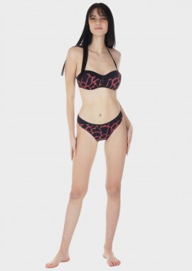 gsecret - Σετ γυναικείο μαγιό bikini all print bra ενσωματωμένη ενίσχυση αποσπώμενο λουράκι slip κανονική γραμμή.Καλύπτει B Cup COPPER