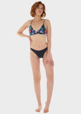 Γυναικείο σετ μαγιό bikini αποσπώμενη επένδυση slip παρτό μονόχρωμο.Καλύπτει B CUP ΜΑΥΡΟ