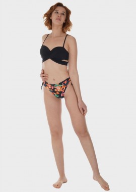 Γυναικείο σετ μαγιό bikini ενσωματωμένη push up ενίσχυση χιαστί μπροστινό δέσιμο slip κανονική γραμμή.Καλύπτει B-C CUP ΜΑΥΡΟ